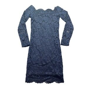 H&M Divided Lace Bodycon Dress Long Sleeve Party Cocktail Blue Size 4‎